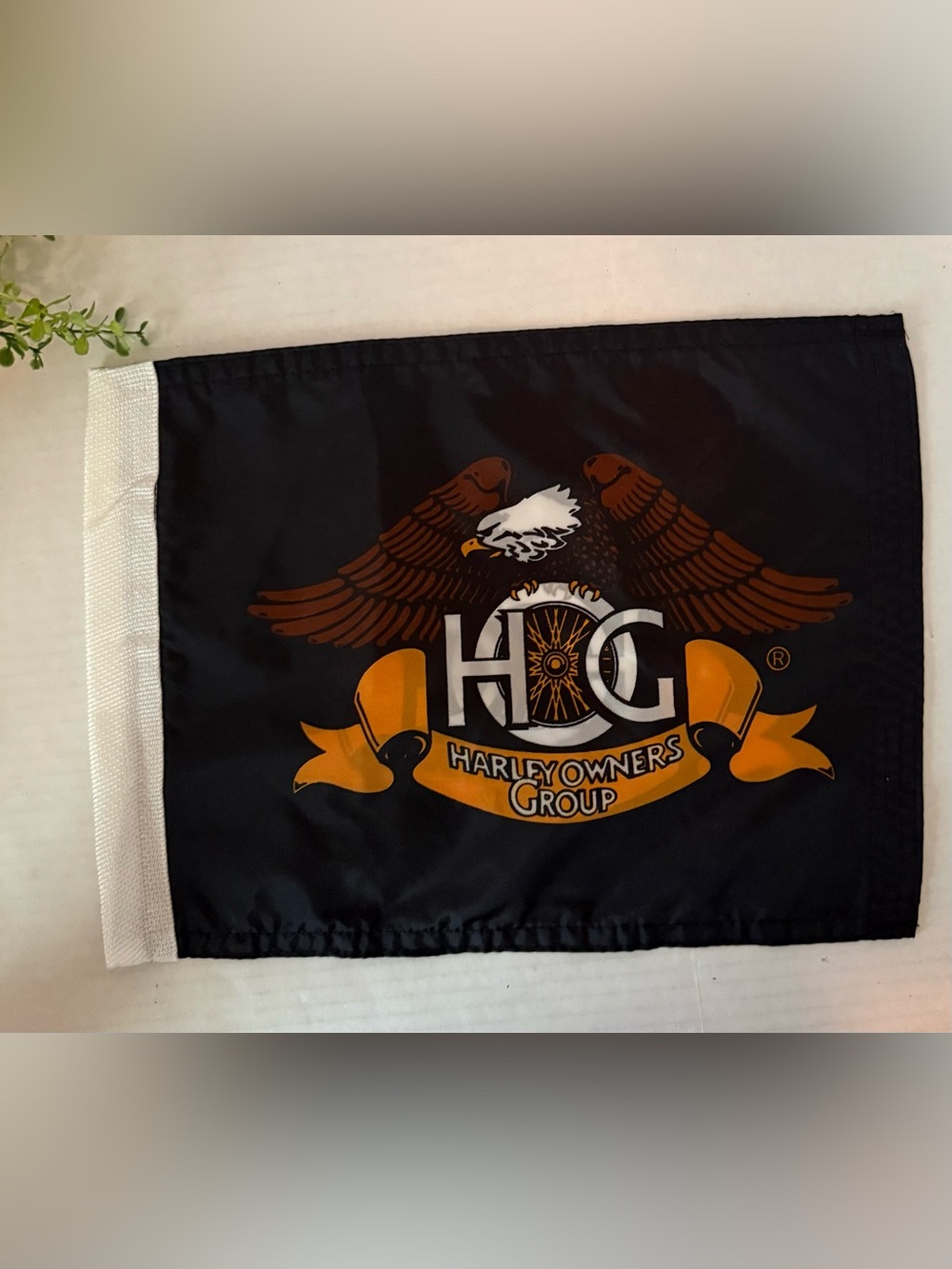 Harley Owners Group (HOG) Bike Flag - Black & Gold Eagle Logo 15" X 11 ½"